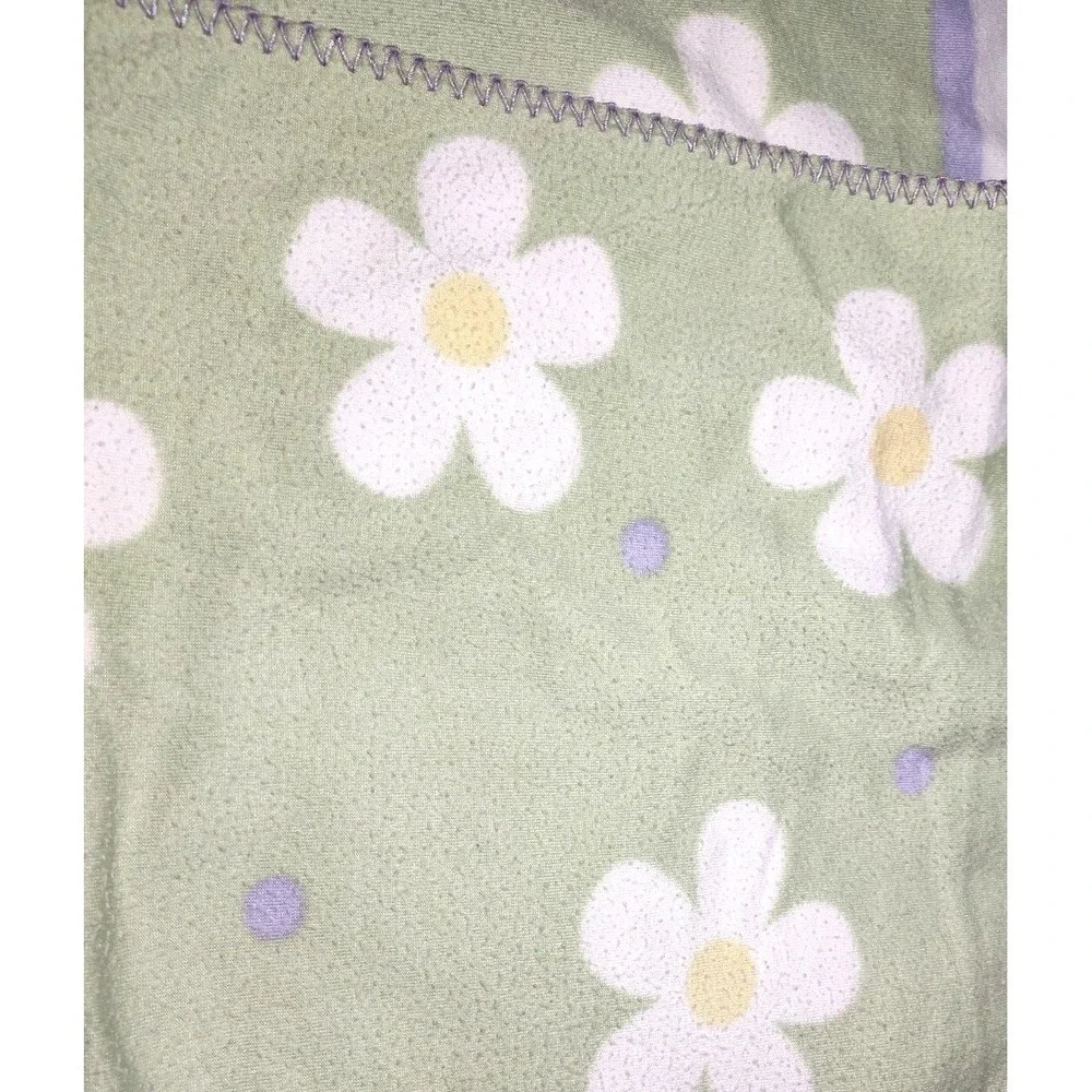 Lamb's & Ivy‎ Green Fleece Flower Ladybug Baby Blanket htf Rare Daisy Thin